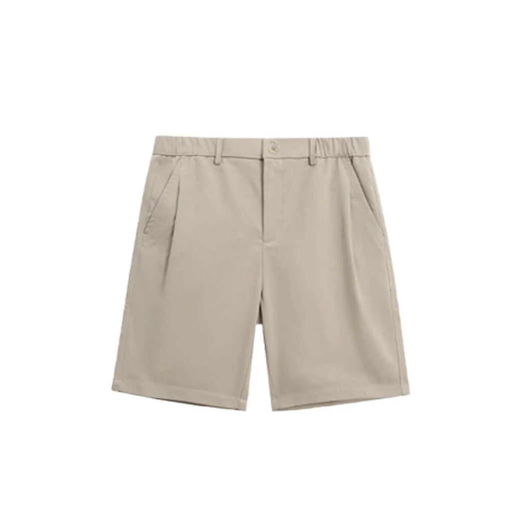 Straight cut summer trousers in khaki colour with business casual styling and micro elastic polyester fabric