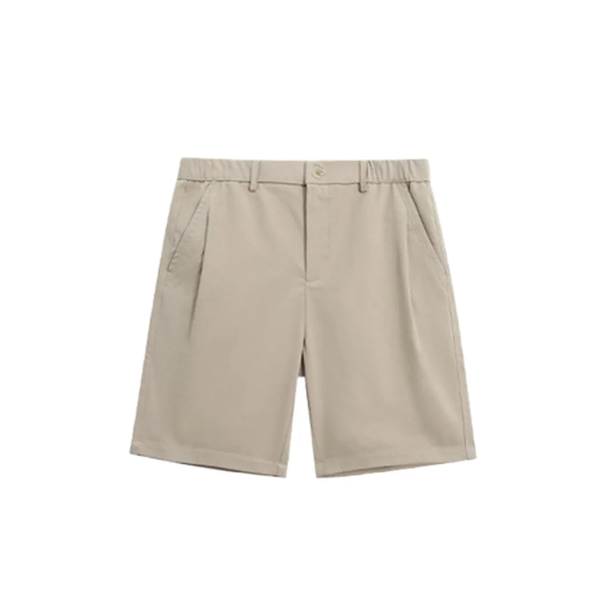 Straight cut summer trousers in khaki colour with business casual styling and micro elastic polyester fabric