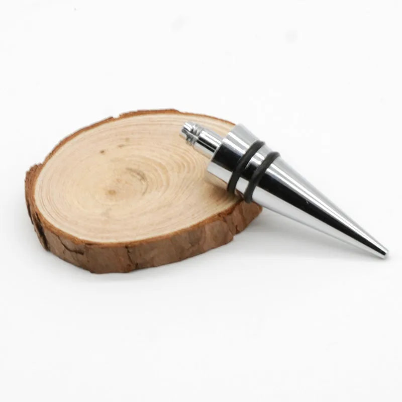 Silver zinc alloy threaded wine stopper with silicone seal for M8/M10 bottle openings