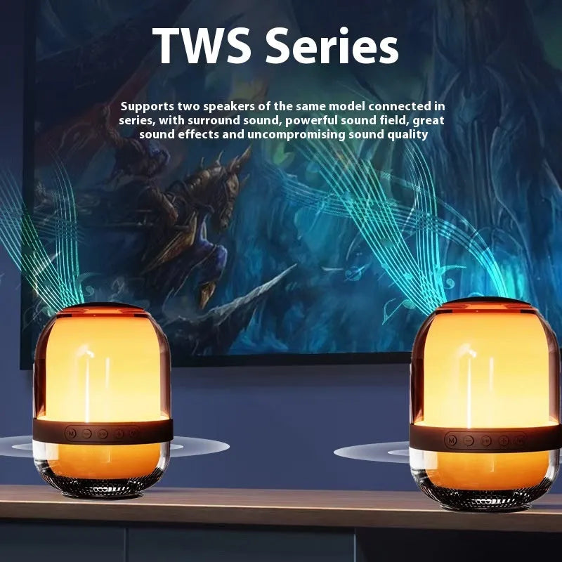 Creative Glass Transparent Colourful Bluetooth Speaker – 3W portable speaker with lithium battery, 13.6x12cm, for desktop and outdoor lawn