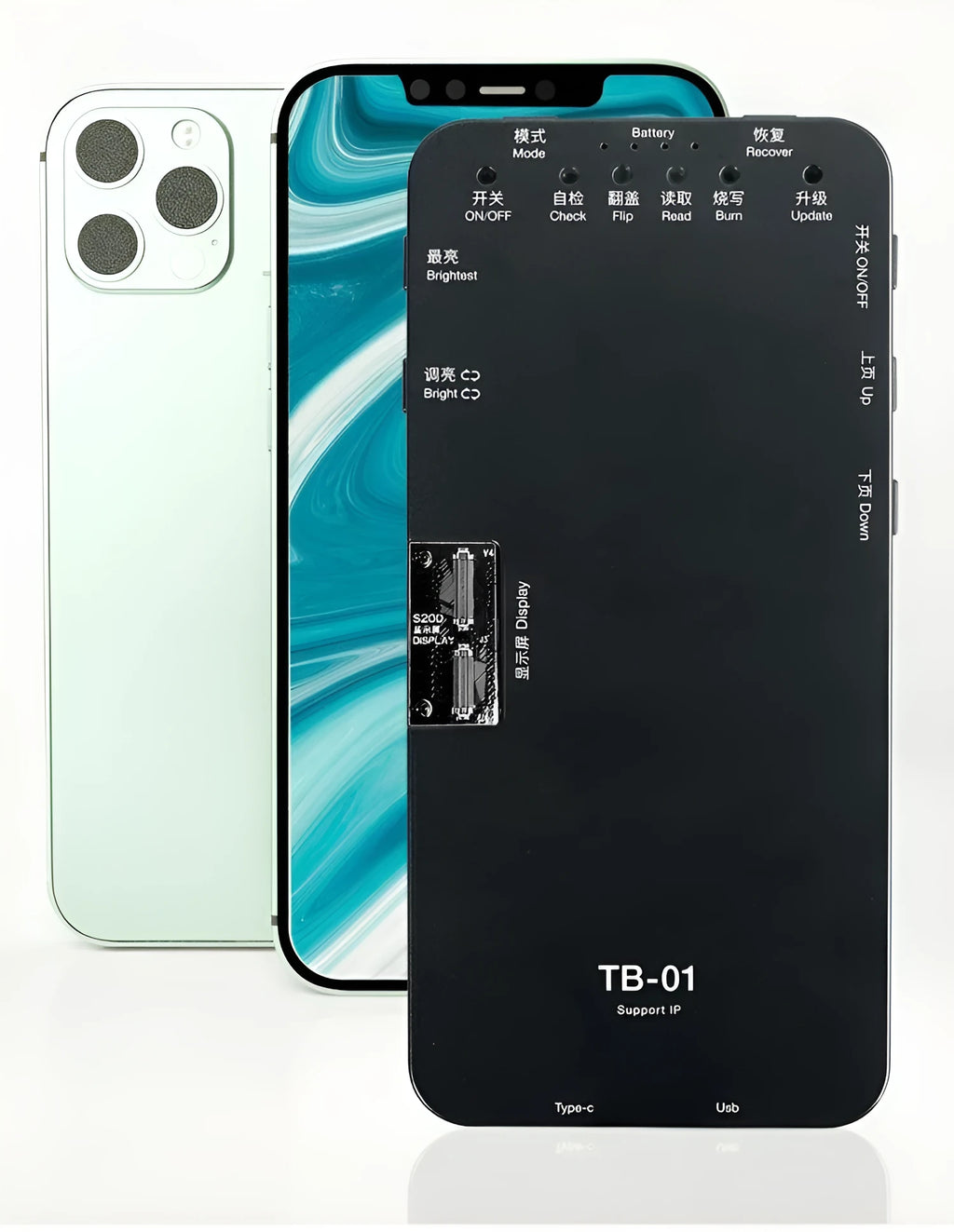 Intelligent mobile phone screen diagnostic tester with connection strips for multiple brands