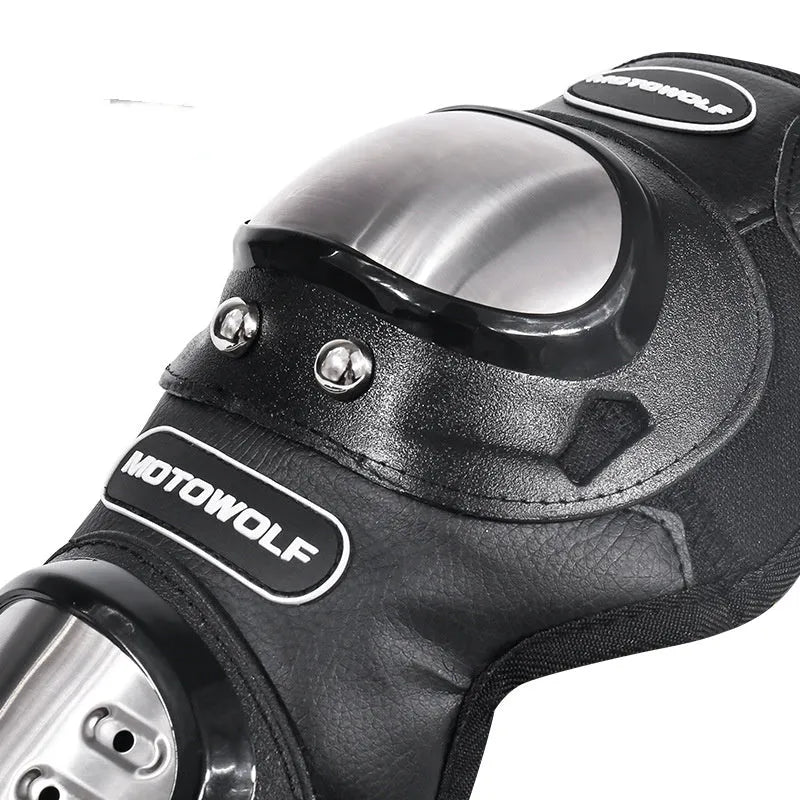 Off-road motorcycle stainless steel knee pads and elbow pads set black one size