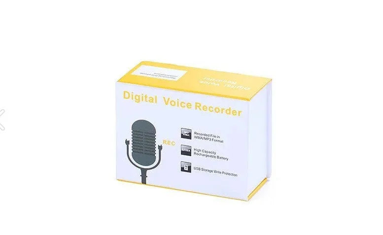 Small black or gold plastic portable digital voice recorder with display