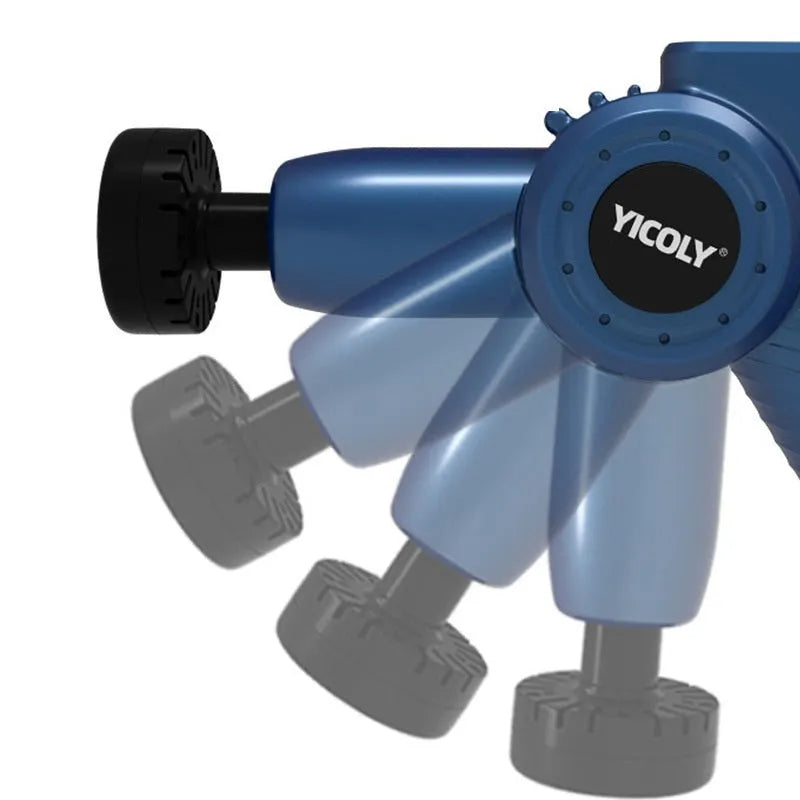 Black intelligent muscle massage gun with multiple massage heads for hot and cold compress therapy
