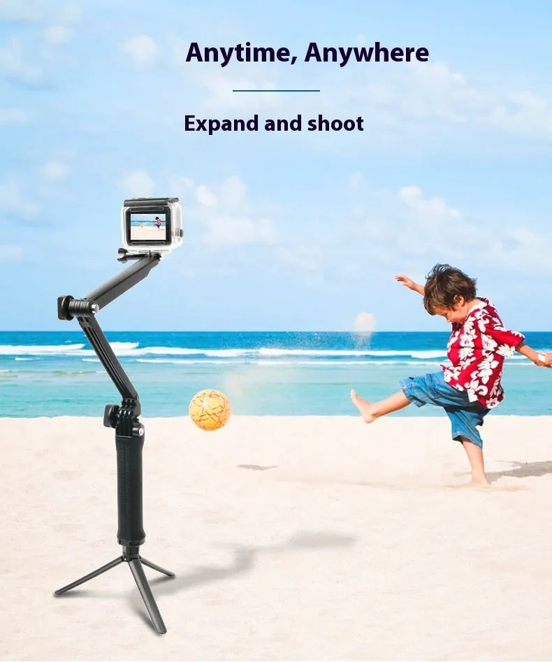 Black portable folding camera tripod for GoPro Hero9 Hero8 Hero7 Hero6 Hero5 Hero4 action cameras