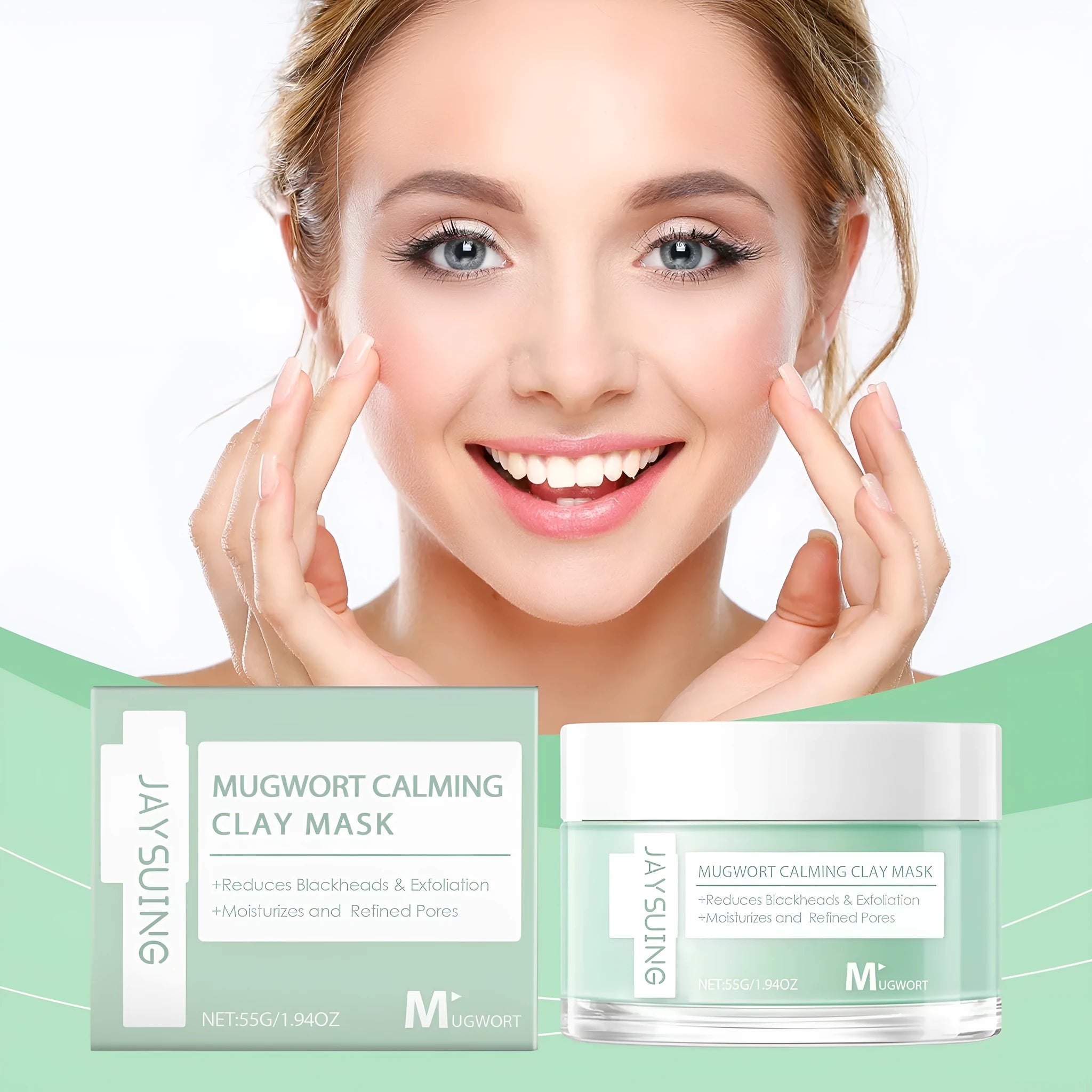 55g tube of bentonite clay pore cleaning mud mask with moxa leaf extract for acne treatment