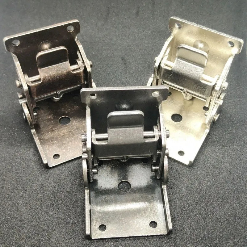 Furniture foot corner folding hinge in nickel silver finish for cabinet doors