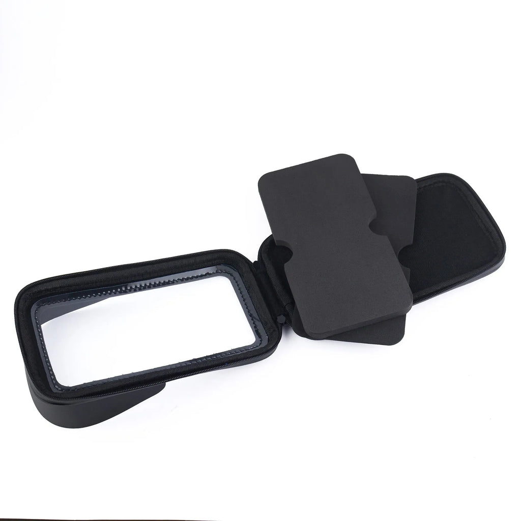 XL bicycle waterproof phone bag bracket holder mounted on handlebars with phone inside