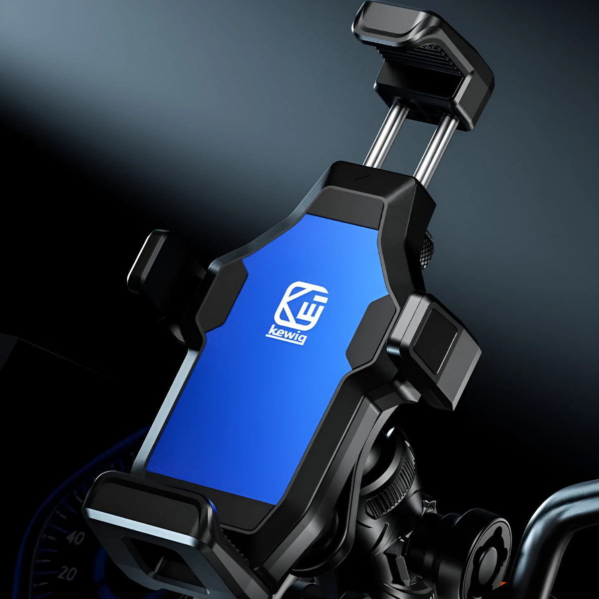 Motorcycle mobile phone bracket aluminium alloy shock absorption anti-theft black standard handlebar