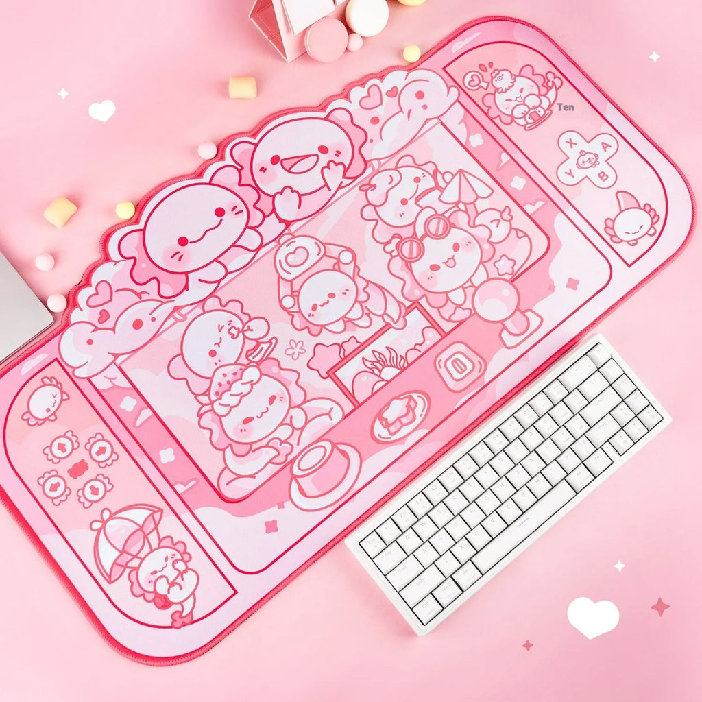 Hexagonal dragon crane machine large cloth mouse pad measuring 75 by 40cm with cartoon anime design