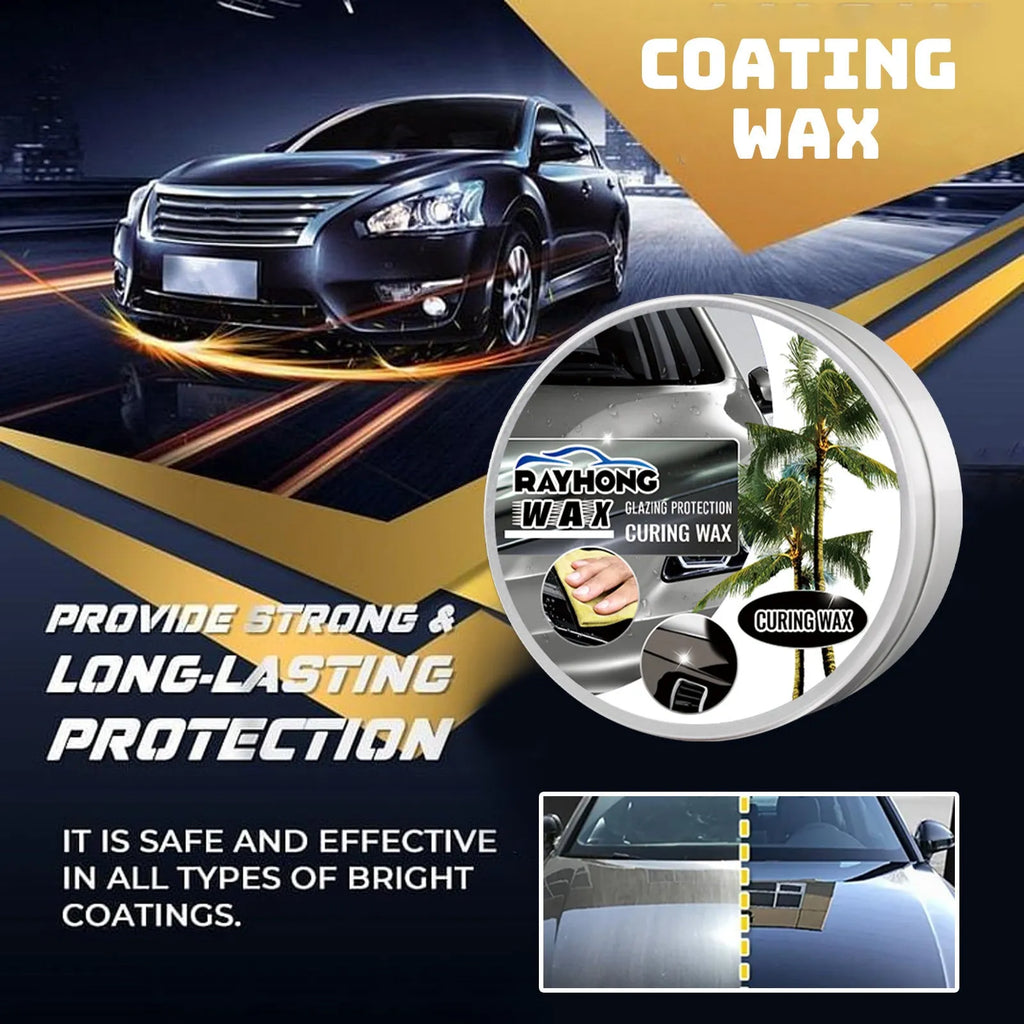 Car coating wax kit showing square wax block and sponge applicator for automotive paint maintenance