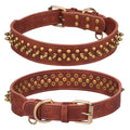 Rivets gradient leather pet collar in black with monochrome pattern and adjustable fit