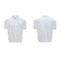 Men's black slim fit knitted polo shirt with oblique diagonal zipper and lapel collar