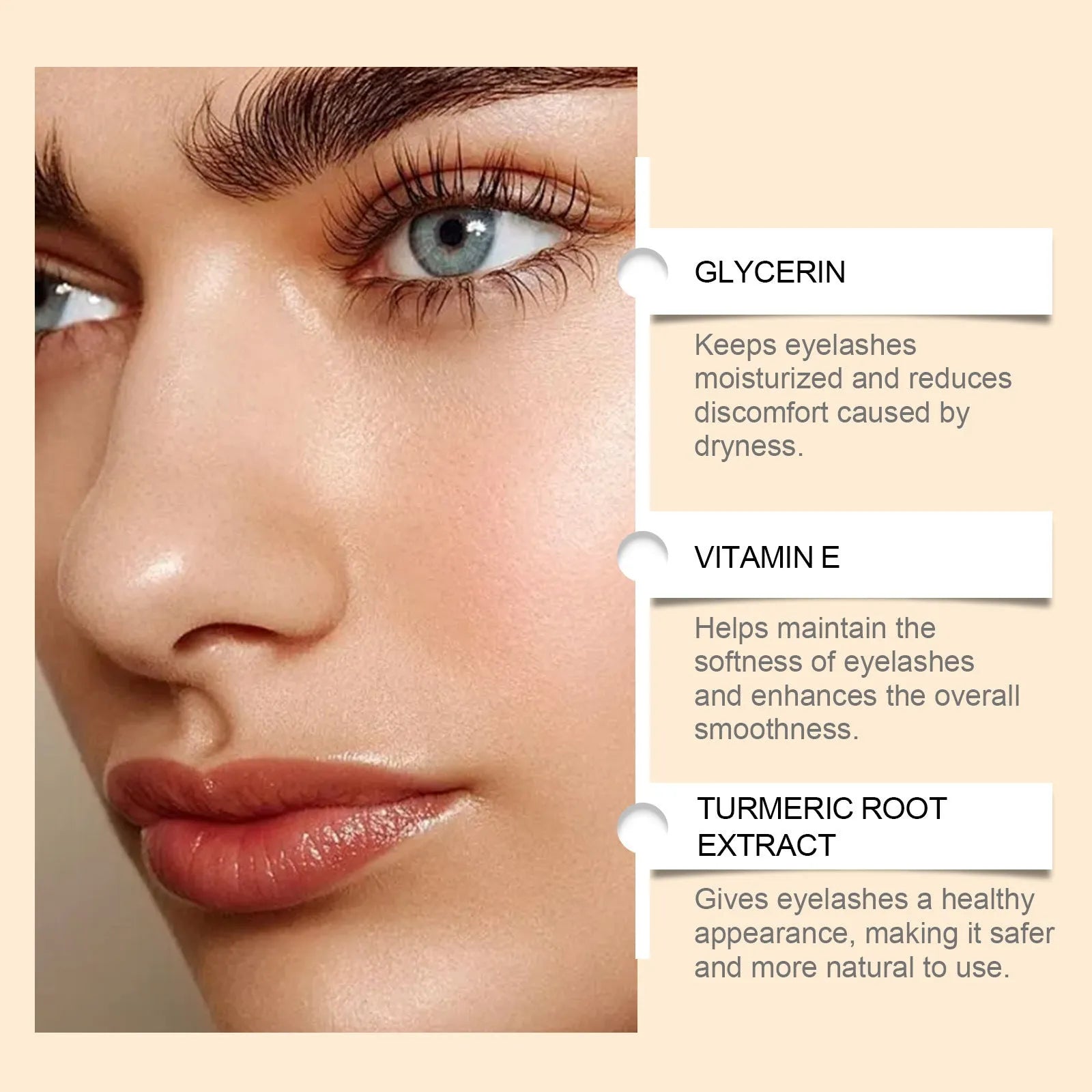 3 ml dropper bottle of clear eyelash growth serum with biotin and peptide formula.