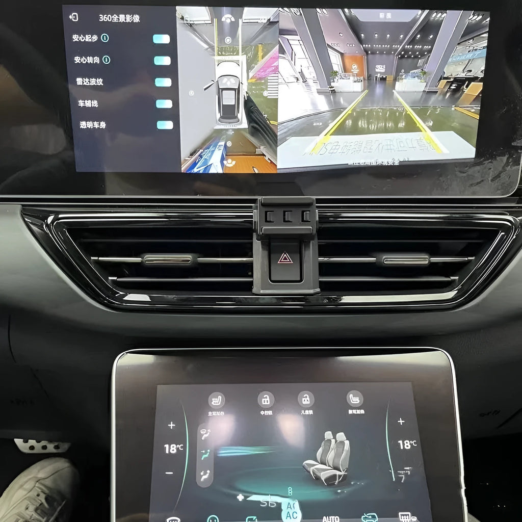 GOODWAY car dashboard mobile phone holder with 360-degree rotating head on a snap-on clip base.