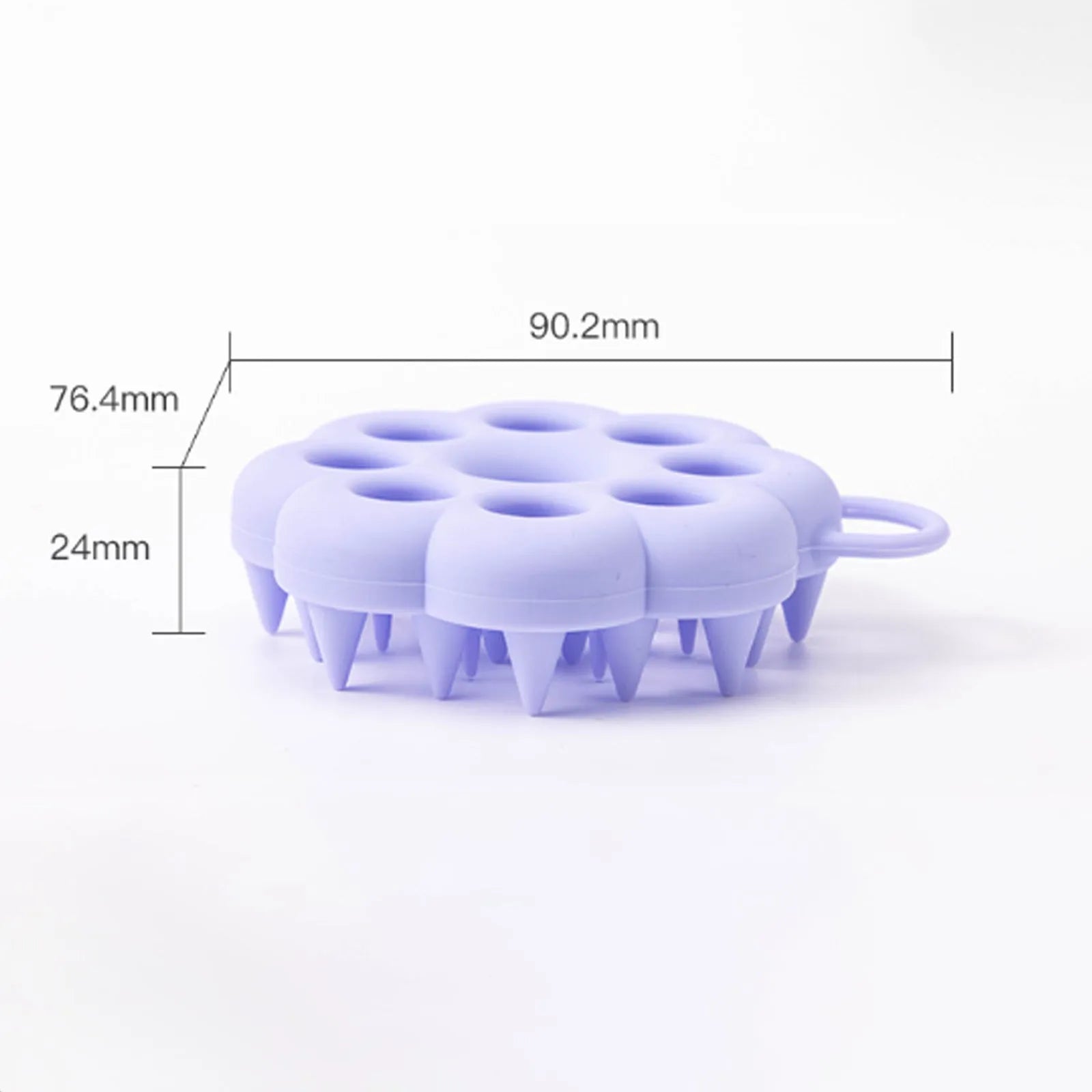 Blue silicone pet grooming brush with flexible massage bristles for wet or dry use on cats and dogs.