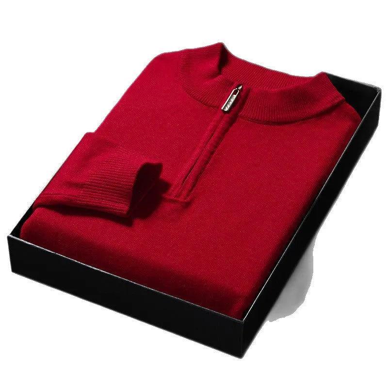 Men's zipper casual bottoming sweater loose fit long sleeve pullover in camel colour available in sizes M to 4XL