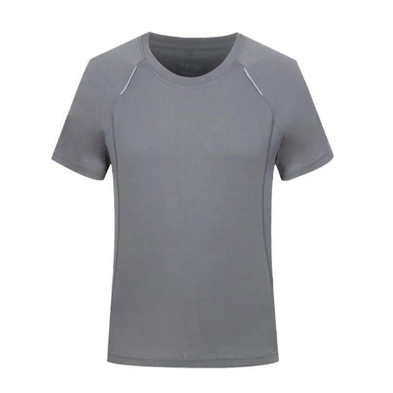 Men's slim fit quick-dry round neck t-shirt in solid colour on a white background.