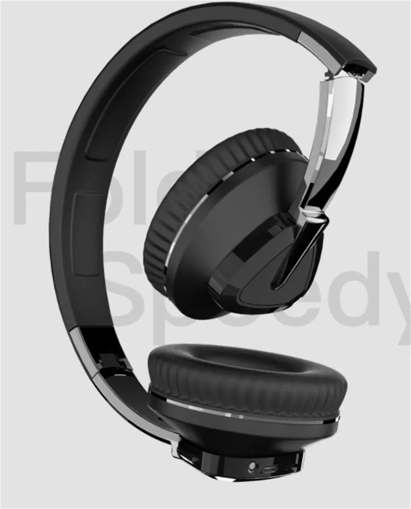 Wireless headset with subwoofer in black, white, blue, or khaki colours showing all-inclusive ear design