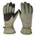 A pair of tactical-style nylon ski gloves with touchscreen fingertips and anti-slip palm grip.