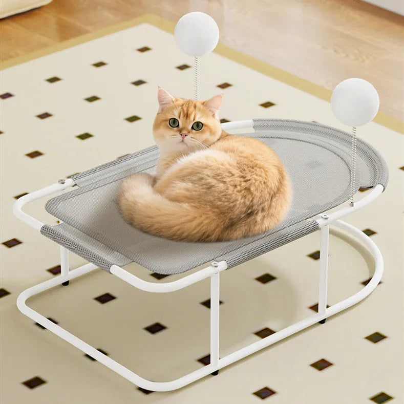 Large grey fabric pet kennel with bracket frame for cats and puppies