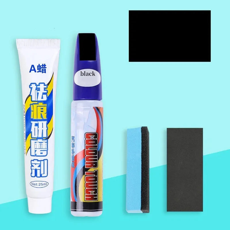 Automotive paint repair pen scratch repair fluid 4-piece kit with touch-up paint pen and accessories