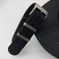 Nylon integrated watch strap shown in army green, demonstrating the 20mm width option.