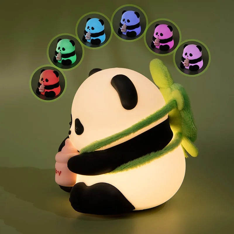 Flower Panda colourful silicone pat lamp night light with cartoon design