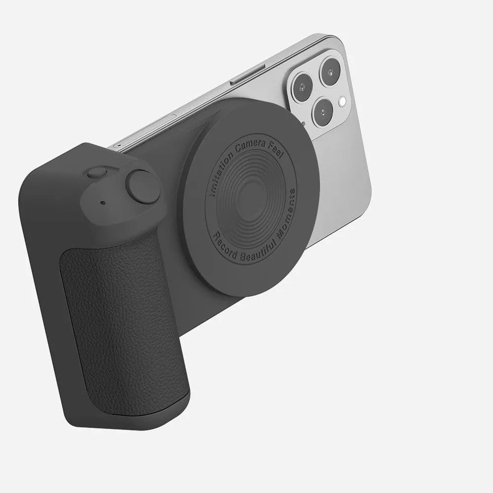 Magnetic phone camera bracket with ergonomic handle and rotatable design for stable smartphone photography