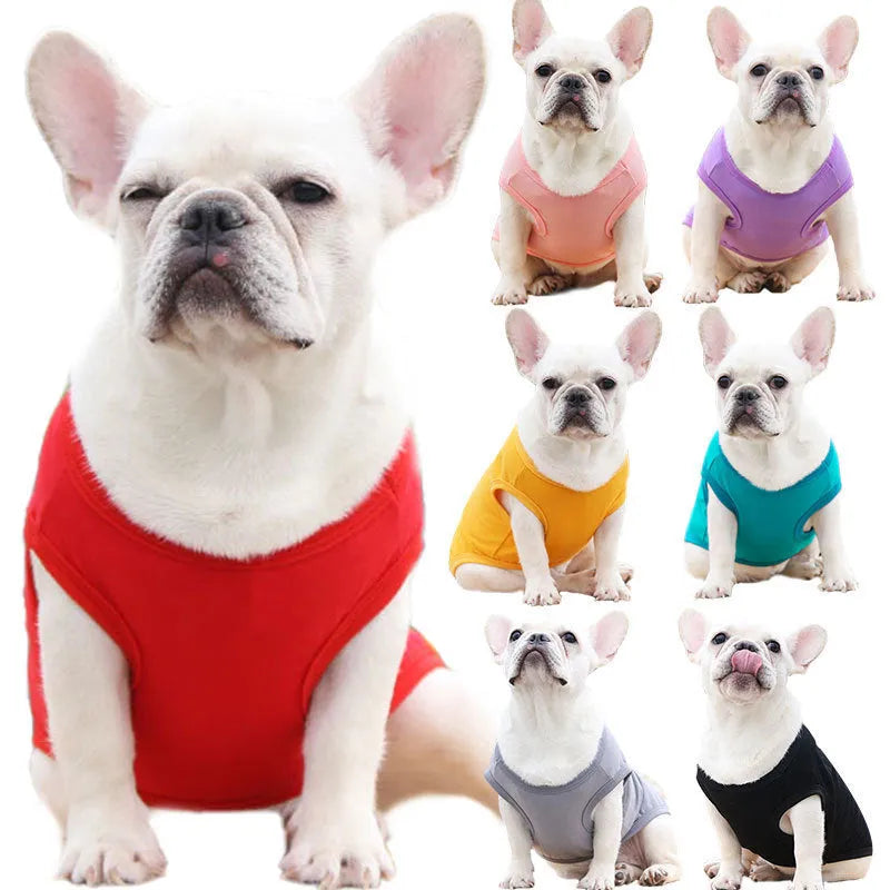 Cotton dog vest summer T-shirt in various colours for small to large dogs, XS-5XL sizes