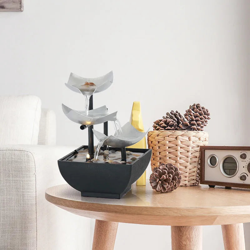 Modern minimalist desktop fountain water ornament with flowing water feature in JR001 colour