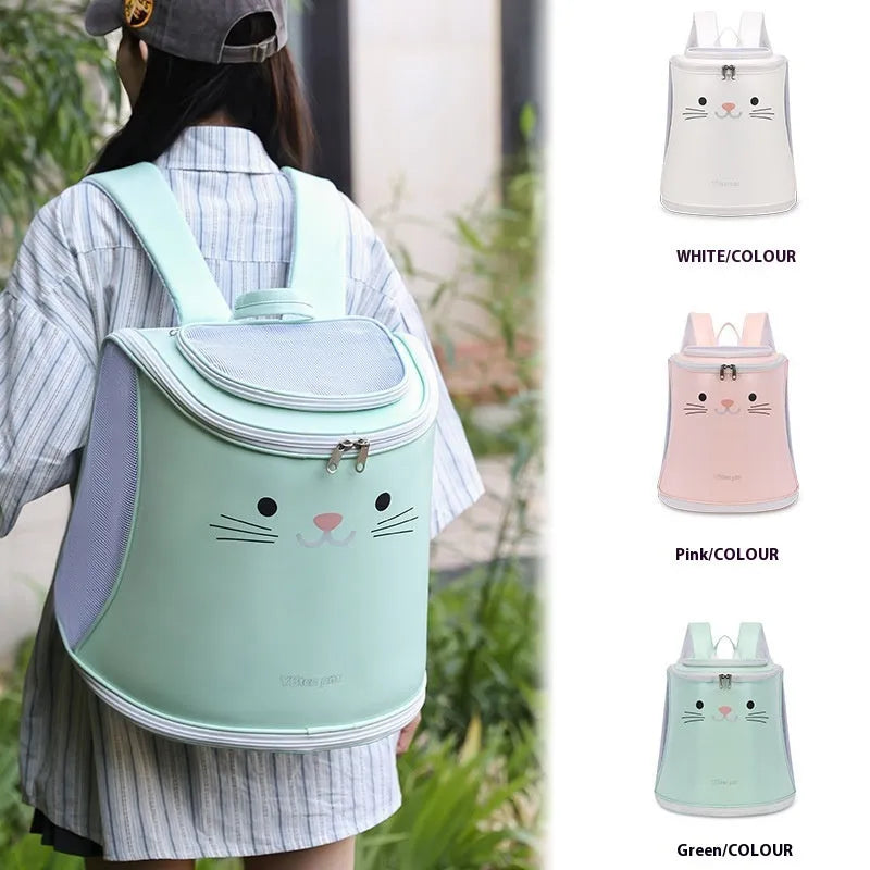 Foldable double-shoulder pet carrier bag in Beige for cats and dogs 34x37x37CM