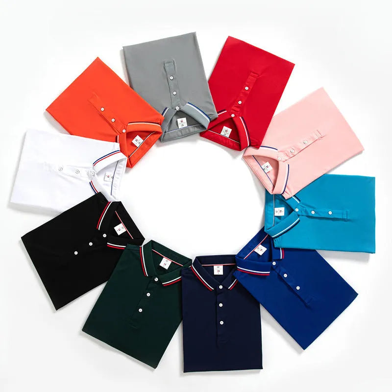 Striped short sleeve polo shirt with lapel collar, regular fit, available in multiple colours and sizes S to 4XL.
