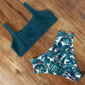 Women's high waist leopard print bikini set with push up bra and briefs shorts
