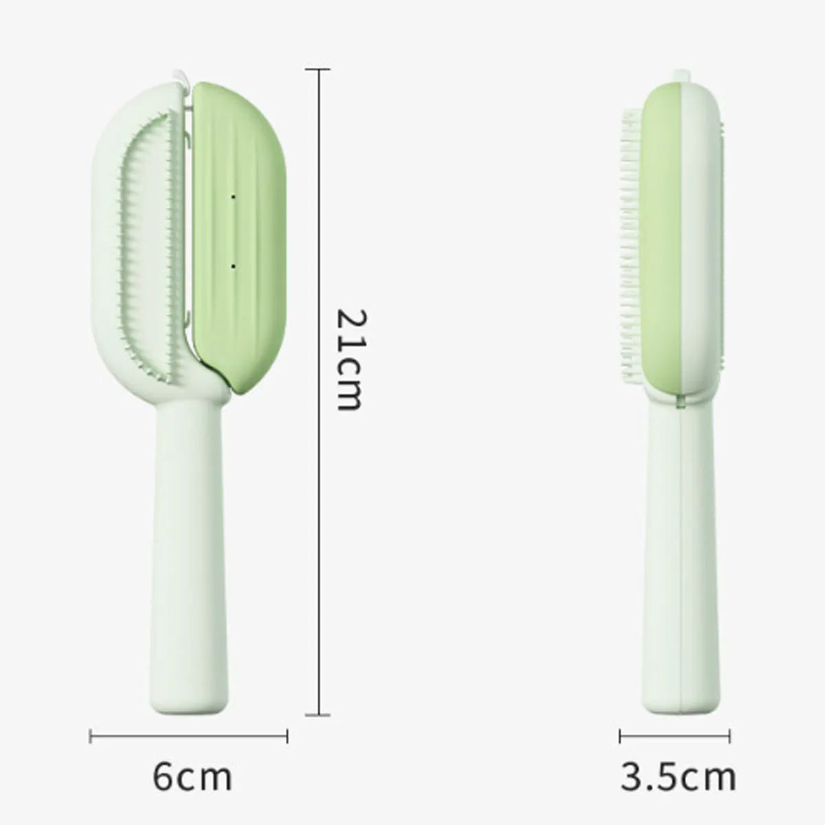 Blue plastic pet grooming comb with a water tank for cleaning dog and cat hair.