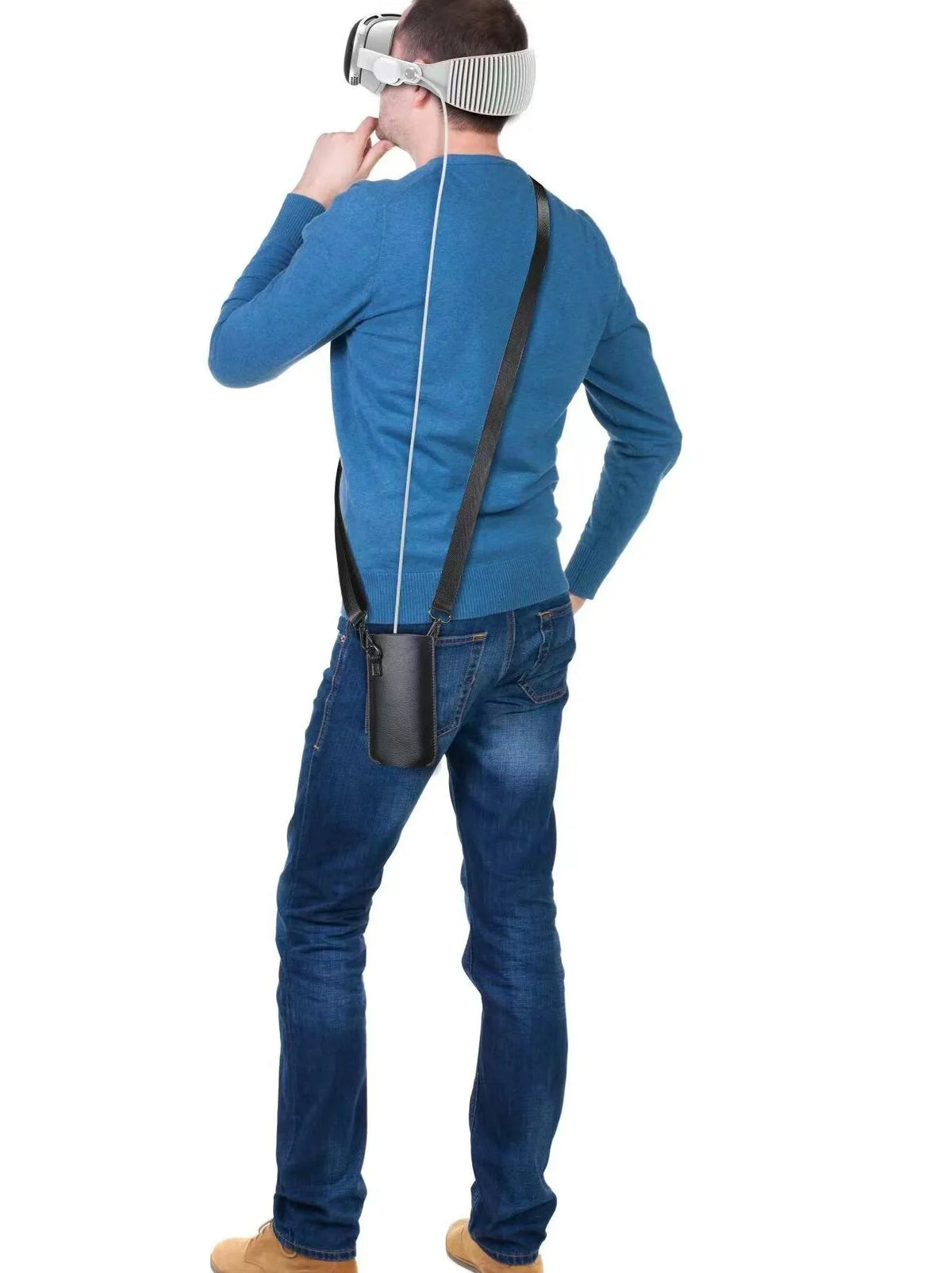 Leather battery shoulder strap protective cover in black and brown colour options