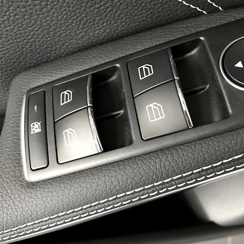 Black glitter window lift button decorative sticker for car interior customisation