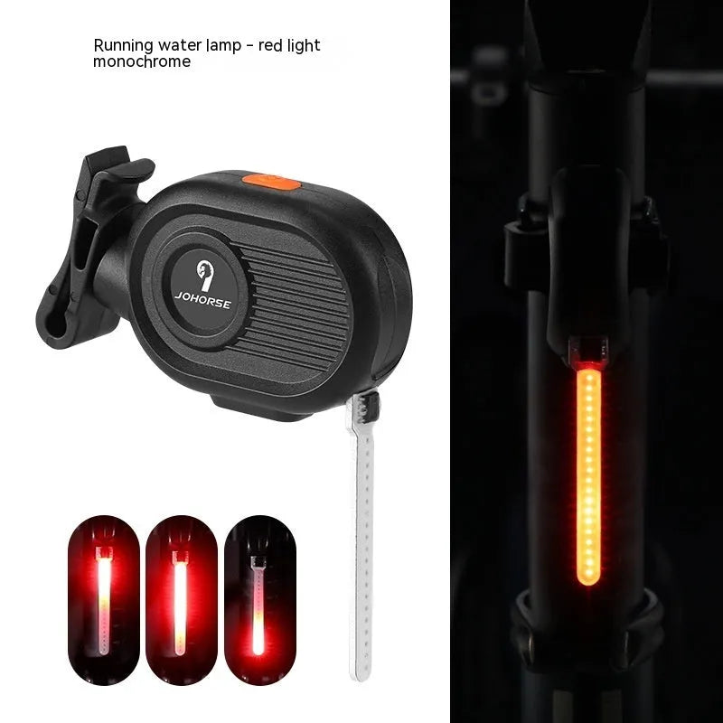 Bicycle running water taillight showing water drop lighting effects in choice of four colours