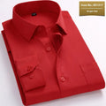 Men's long-sleeved linen business shirt in pink diagonal or red plain colours for spring casual wear