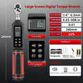 Digital display torque wrench showing electronic readout with chrome-vanadium steel construction