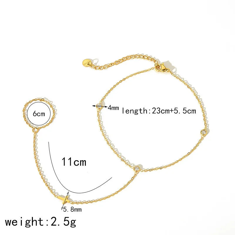 Women's titanium steel anklet with 18K gold plating, star-shaped artificial gemstone inlay, exotic style foot chain