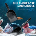 Fish tank multi-purpose sand shovel with removable mounting and quick-drain design, available in long and minimalist options