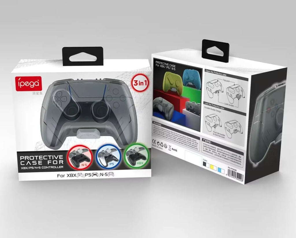 Grey transparent plastic hard storage case for game controllers.
