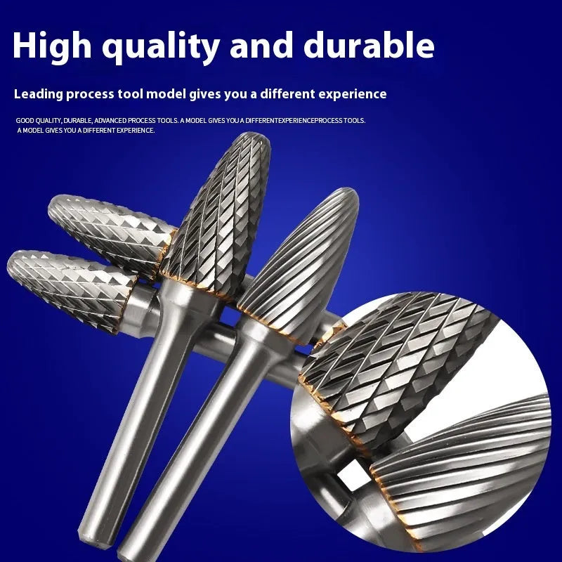 Tungsten steel alloy F-shaped rotary file milling cutter for grinding and engraving applications