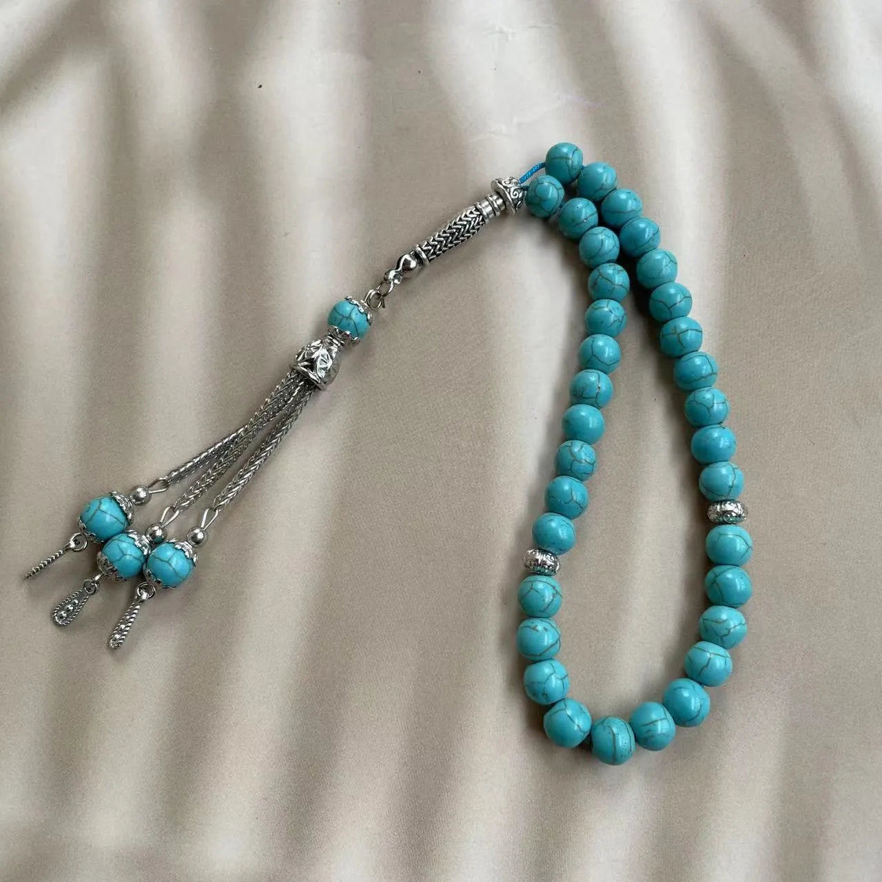 Sky blue handmade stone Muslim worship bracelet with 8mm beads