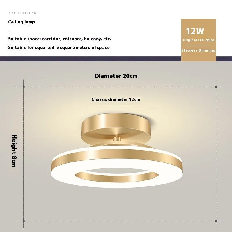Modern minimalist ring ceiling lamp LED in black finish, 20cm diameter for hallway