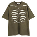 Black loose-fit cotton t-shirt with a printed skull and letter design on the front.