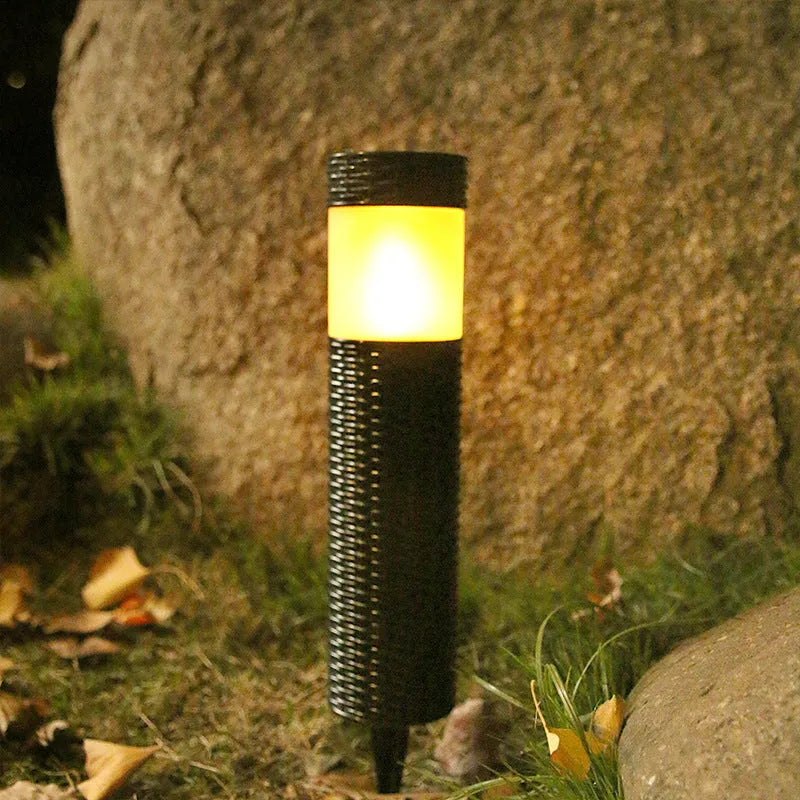 65cm tall outdoor garden light with abstract flame design for courtyard and patio lighting