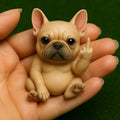 Mini plastic resin animal vertical middle finger doll ornament in one of seven animal styles.