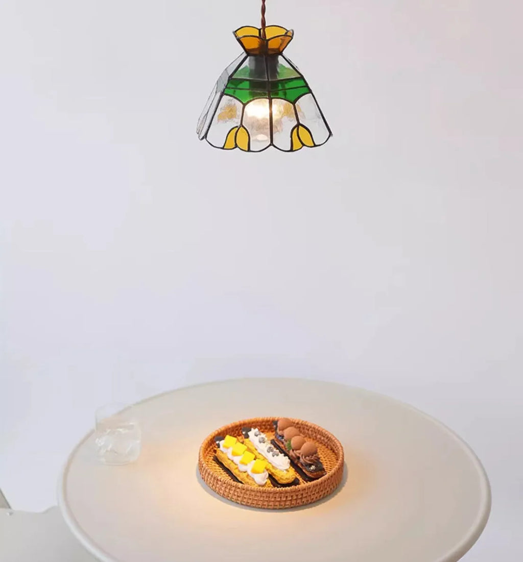 MD-0365 handmade glass chandelier bedside lamp with ABS chassis on ceiling